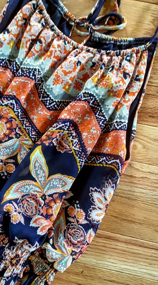 Floral, Polyster, Floor Length Sundress